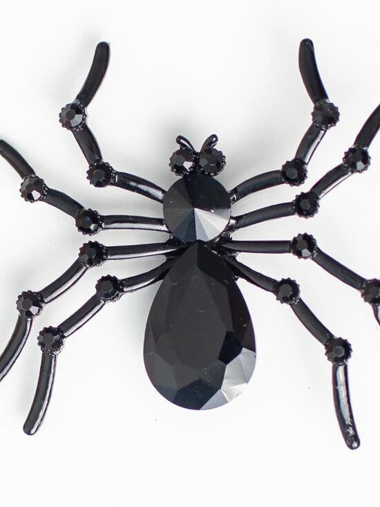 Jewelry - Black Crystal Rhinestone Spider Brooch Pin Halloween Gothic Statement Jewelry 3"